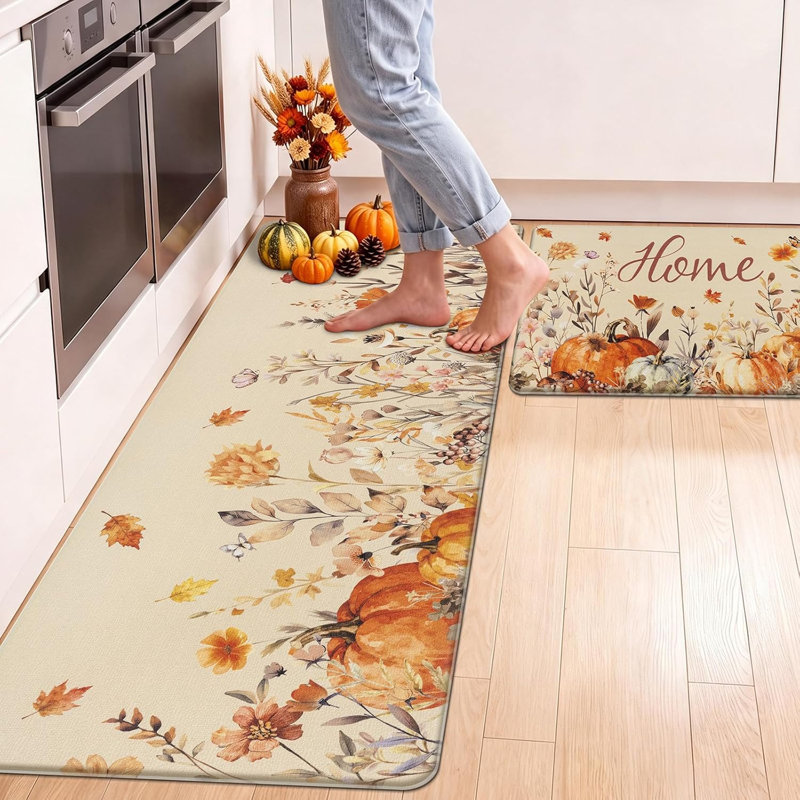 Ensemble de 2 tapis de sol anti-fatigue, Automne floral