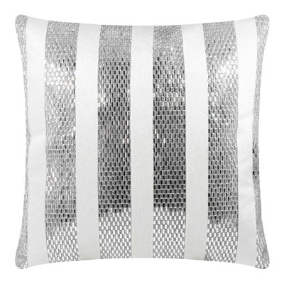 Coussin Sparkles Home Derby | Verre strass et faux crin blanc | 16 po x 16 po