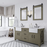 Paisley 72" Carrara White Marble Countertop Bath Vanity in Grizzle Gray with Faucet and Mirror