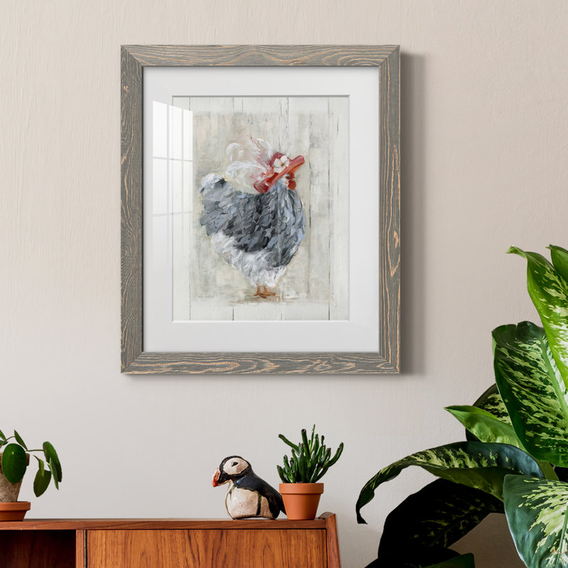 Dimanche, meilleure poule - impression encadrée sur papier, H 20 po x l 17 po x P 1,5 po, Gris