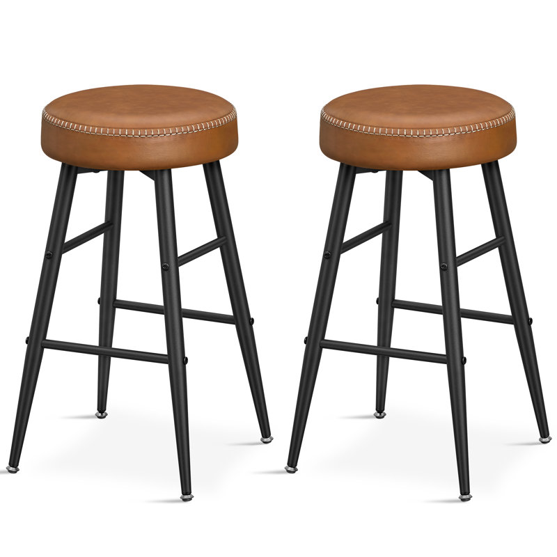 Ide Upholstered Counter Stool with Metal Frame, Caramel Brown, 63cm