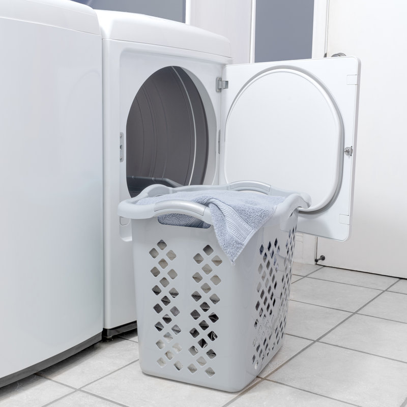 Gray Plastic Laundry Hamper with Four Handles