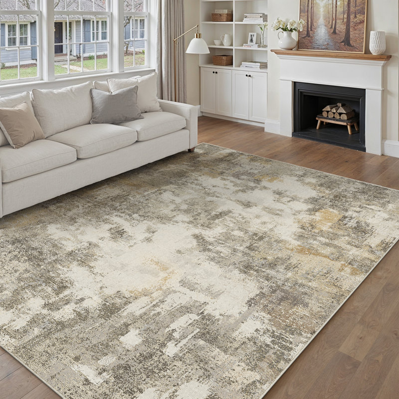 Tapis moderne lavable à la machine avec envers en caoutchouc antidérapant, Rectangle 8' x 10'