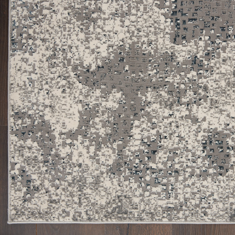 Abstract Area Rug in Gray, Runner 2'2" x 7'6"