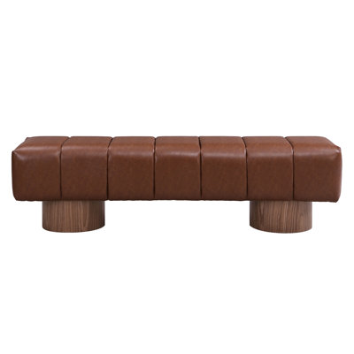 64" Brown Upholstered Dining Bench