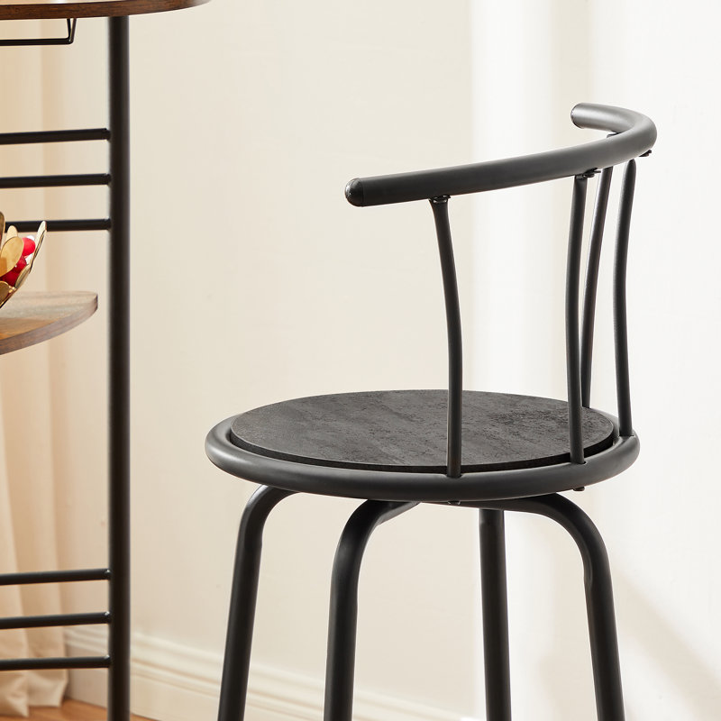 Ilkley 39.5" Swivel Bar Stool, Charcoal Gray