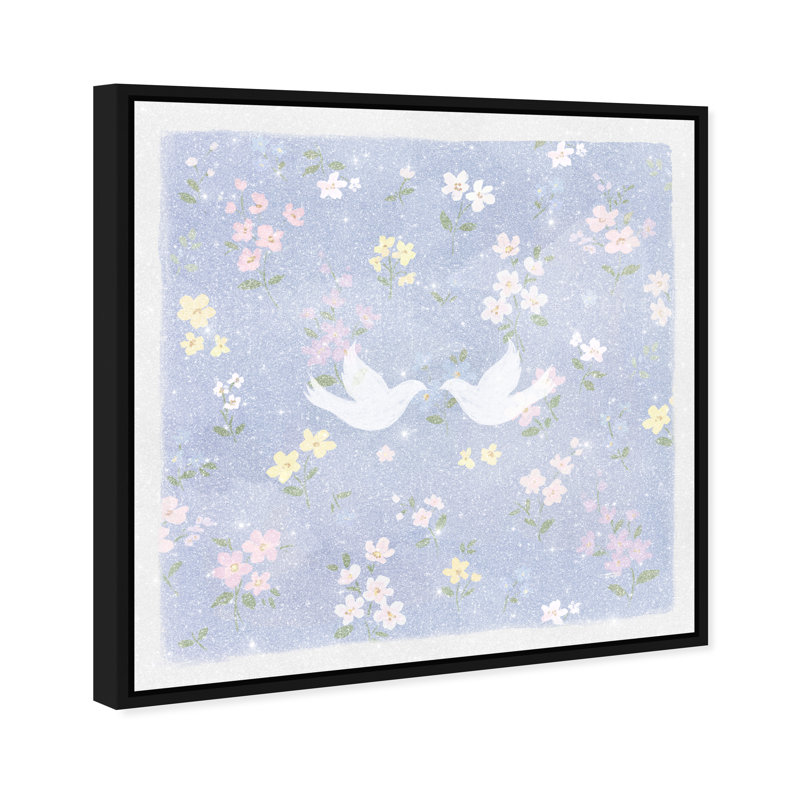 Love Doves Print by Oliver Gal, 13"H x 13"W, Black Floater Frame