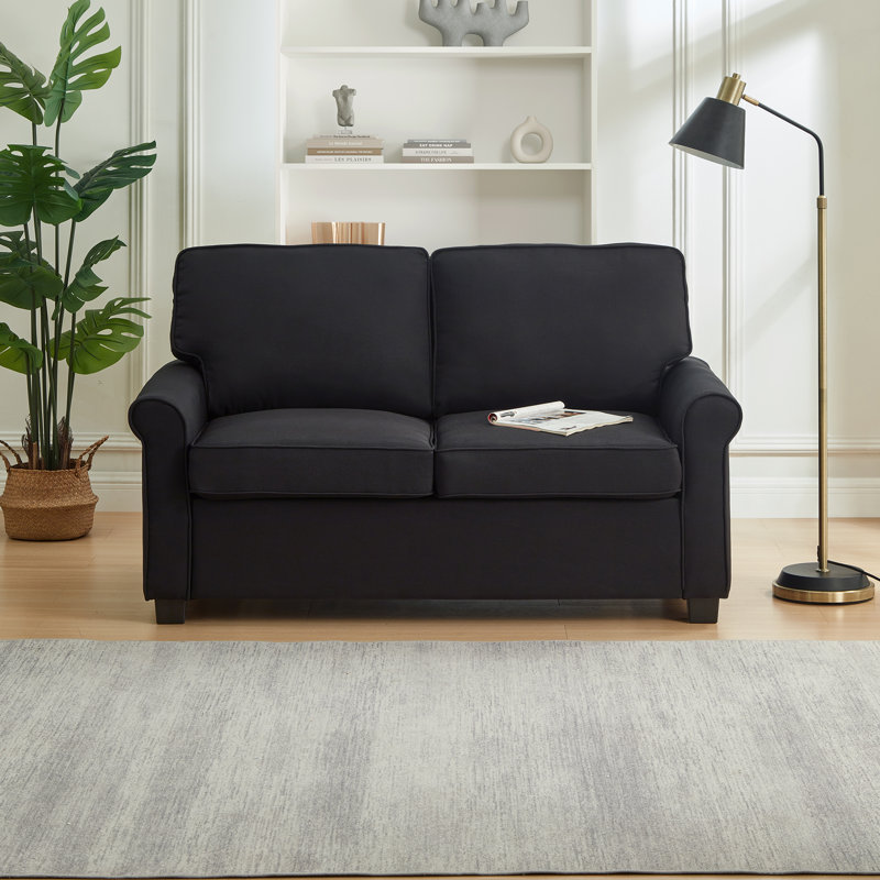 Canapé-lit rembourré 57 po avec matelas en mousse à mémoire de forme Thaminah, Noir