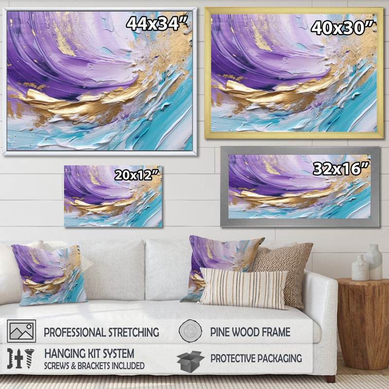 Art mural sur toile Twirl Whirls I - Abstract Spirals, H 16 po x l 32 po x P 1 po, Cadre flottant noir
