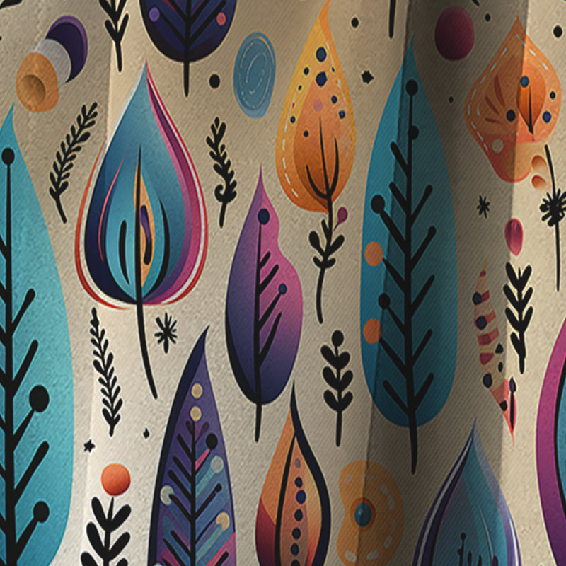 Tribal Frivolity Boho Motif V - Rideau Boho - Rideau abstrait occultant - 1 panneaux, L 52 po x L 120 po
