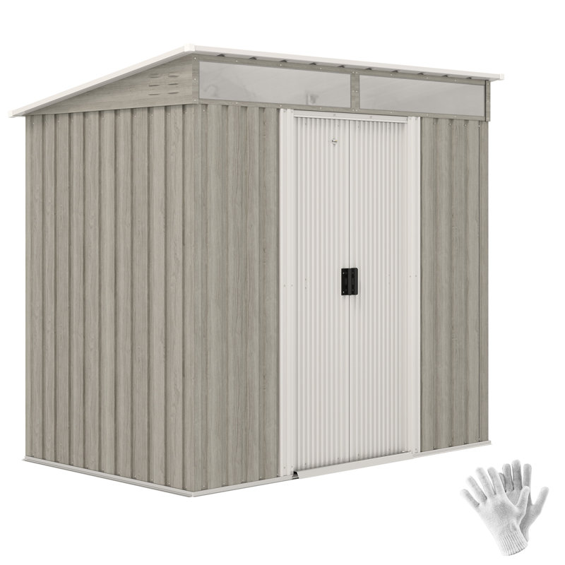 Garden 6 ft. W x 4 ft. D Galvanised Steel Storage Shed