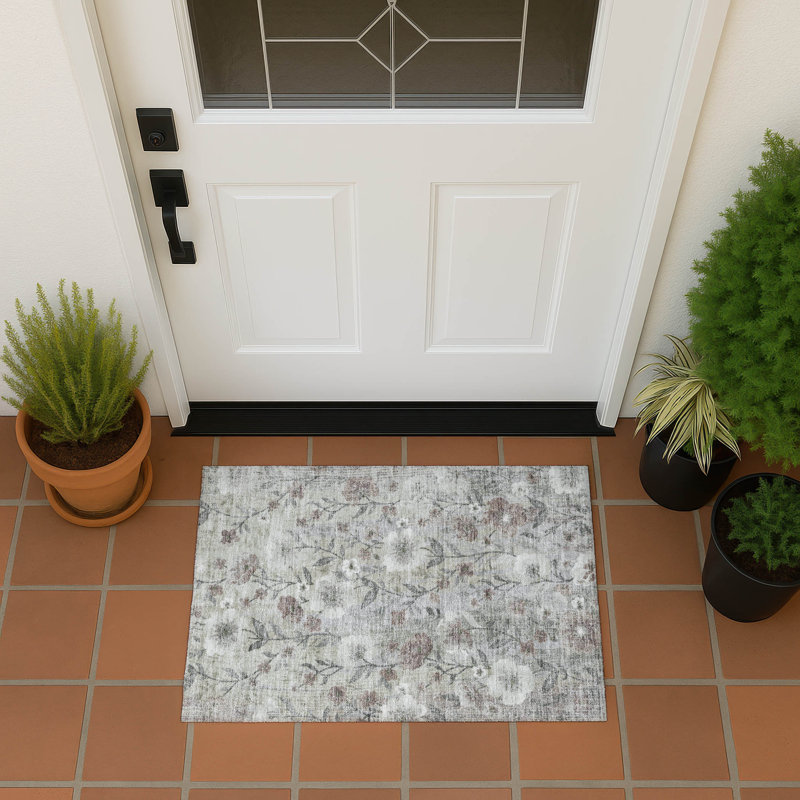 Machine Washable Indoor/Outdoor Raemoore ACN2403 Floral Rug, Rectangle 1'8" x 2'6"