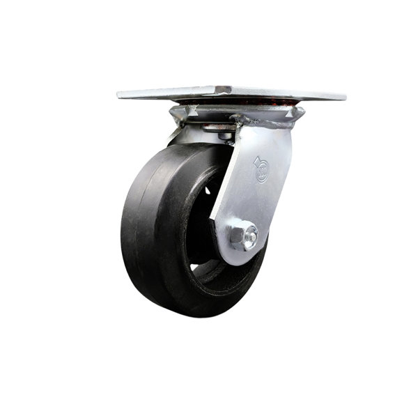 Service Caster 5 inch Heavy Duty Top Plate Rubber On Steel Swivel Caster with Ball Bearing SCC
