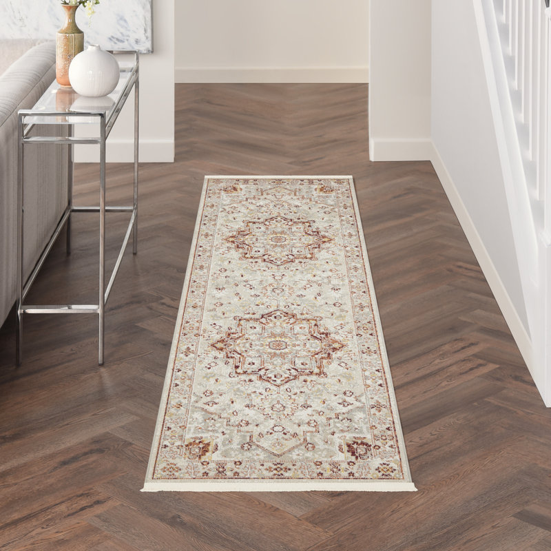 Tapis traditionnel rouge Merry Farmhouse, Tapis de couloir 2 pi 2 po x 7 pi 6 po