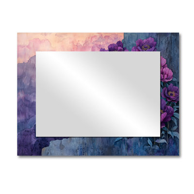 Lavender Peonies On The Rocky Slope II - Floral Mirror Wall Decor - Printed On Metal