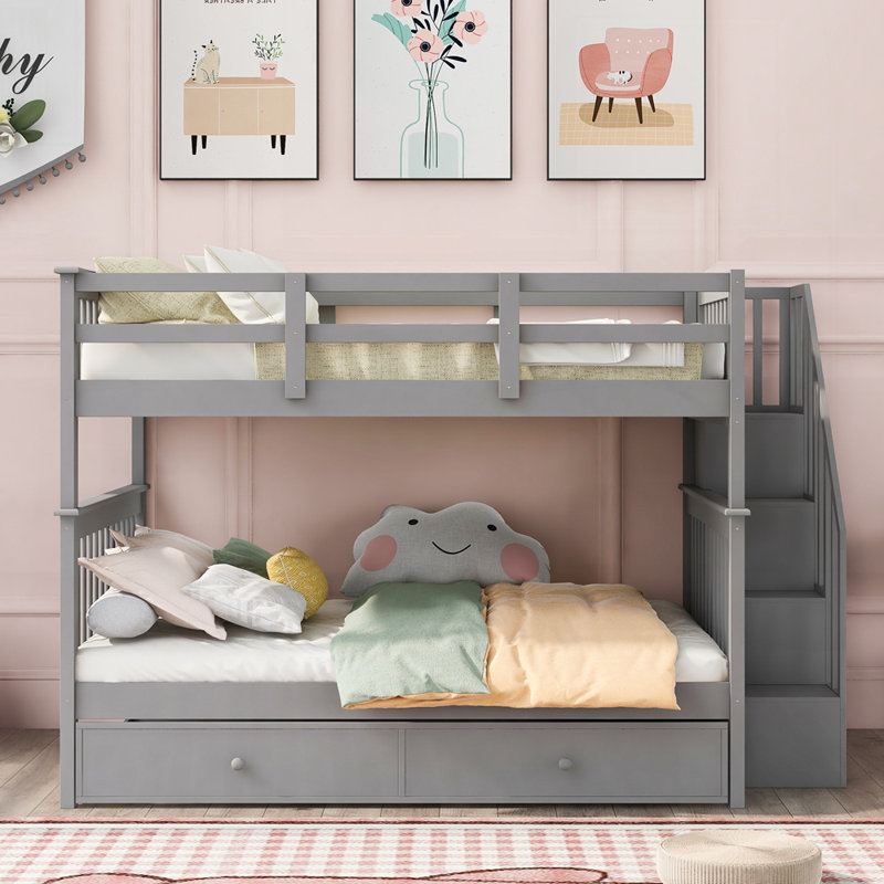 Lit superposé peu encombrant avec compartiments de rangement et conception polyvalente parfaite pour les chambres à coucher organisées