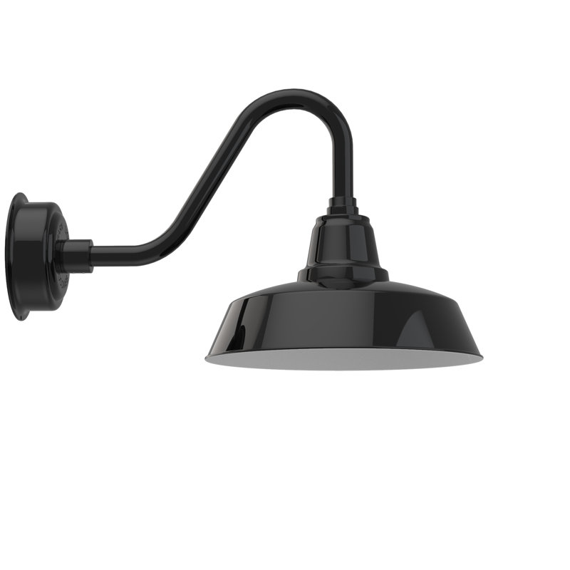 Luminaire de grange d'extérieur Vandervliet, Noir, H 14,12 po x l 14 po x p 23,25 po