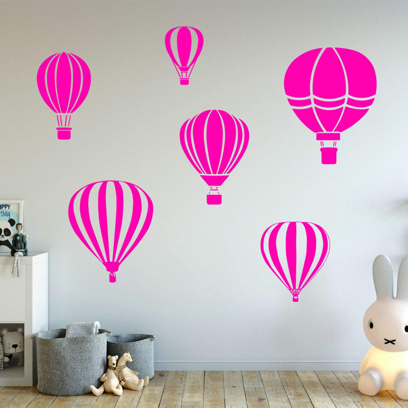 Adhésif décoratif montgolfière Westphalia (ensemble de 6), Rose vif