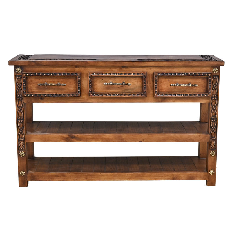 Carved Three Drawer Console
