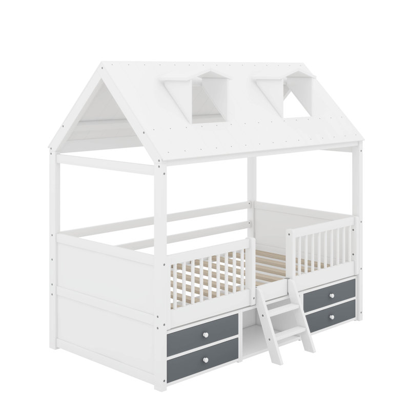 Lit en bois, Simple, Blanc