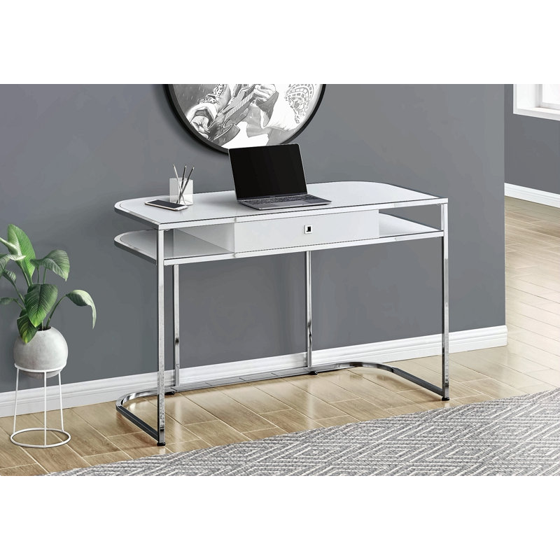 Bureau d'ordinateur, bureau personnel, ordinateur portable, tiroirs de rangement, L 48 po, bureau, stratifié blanc, contemporain, moderne