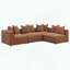 Fauteuil d'angle modulaire, tissu terre cuite et bordure en welt