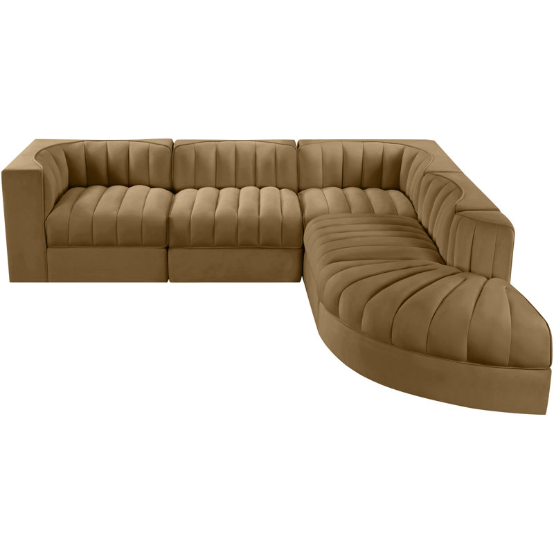 Tissu d'ameublement en velours Demars 5 pièces Canapé modulaire modulaire, Velours selle