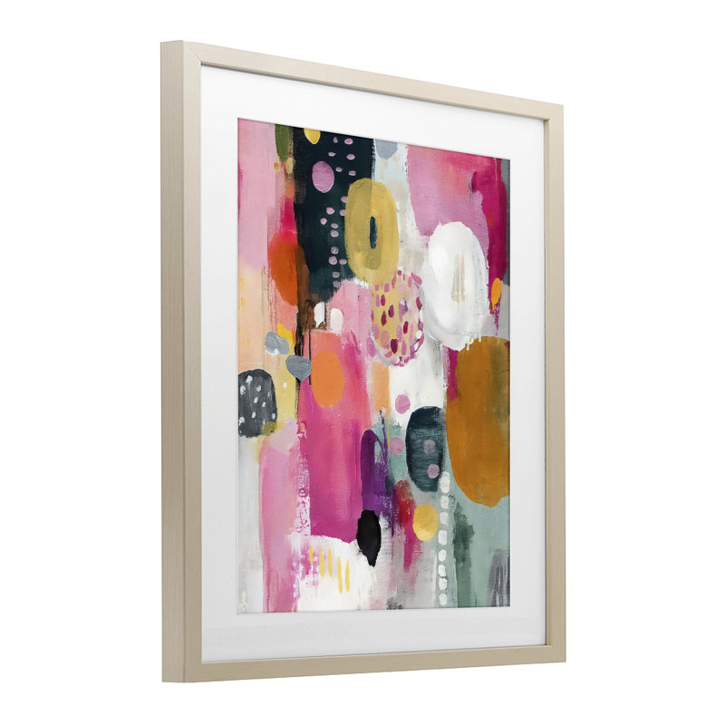 Abstract Blooms Cascade Framed Print Under Glass, design by Riley B, Harvest Pine Under Glass Framed, 21 x 17