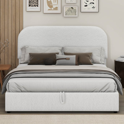 Teddy Fleece Queen Upholstered Platform Bed With Hydraulic Storage System