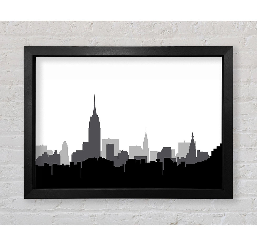 New York Silhouette B N W - Einzelne Bilderrahmen Kunstdrucke