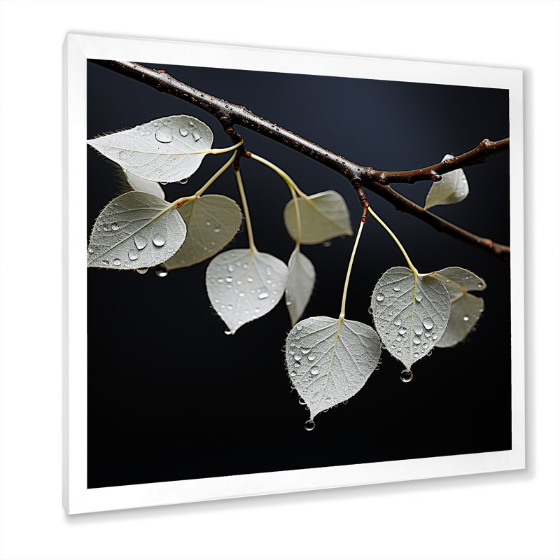 " Leave Silhouette In Silver ", White Single Picture Framed, 30" H x 30" W x 1" D