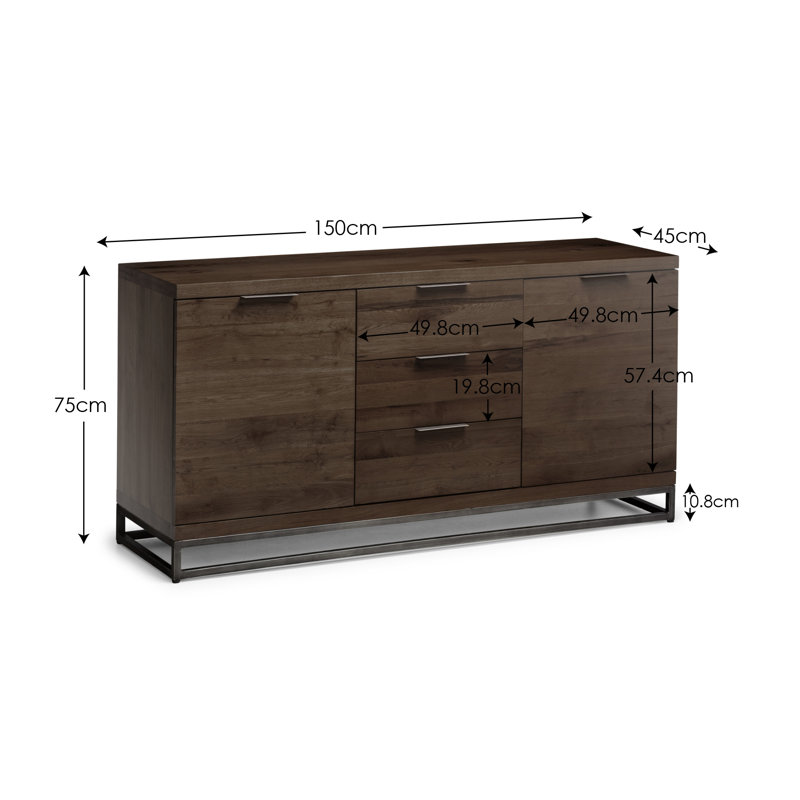 Perrott 150cm Solid Wood Sideboard, Dark Oak
