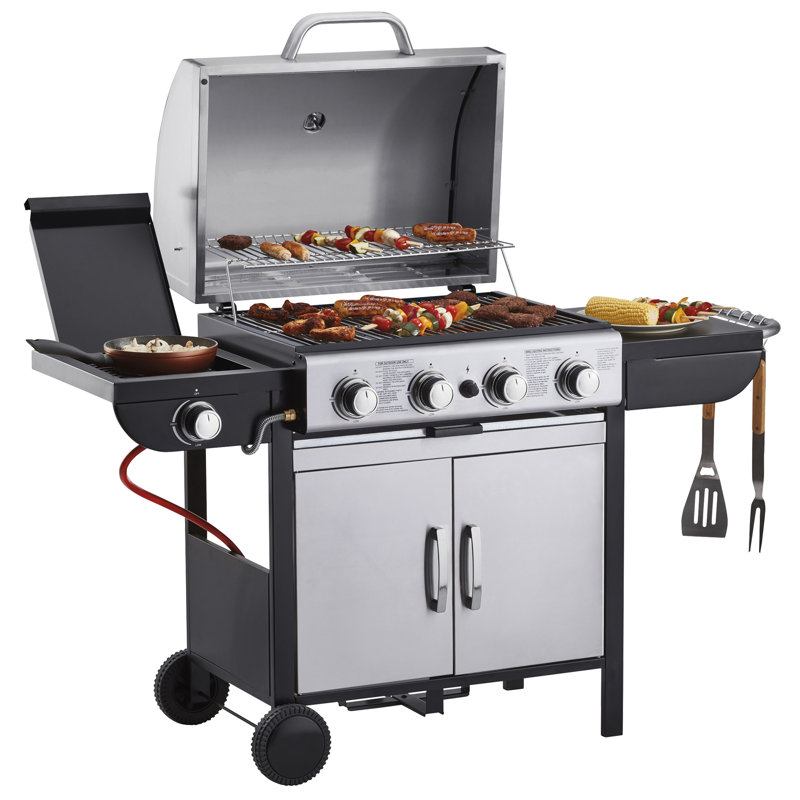 Prevost Symple Stuff 4 - Burner Countertop Liquid Propane Gas Grill with Side Burner and Cabinet