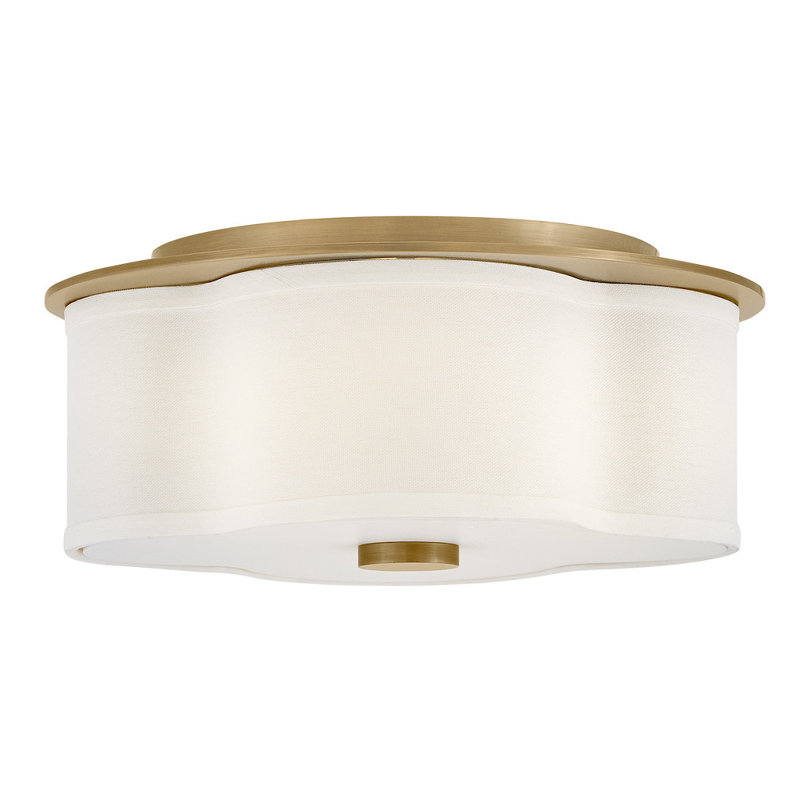 Delaney 2-Light Flush Mount Ceiling Light with Linen Shade, Gold