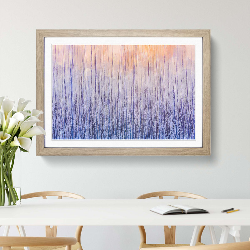 Warm Winter Forest in Abstract - Picture Frame Graphic Art Print, 50cm H x 76cm W x 2cm D, Oak