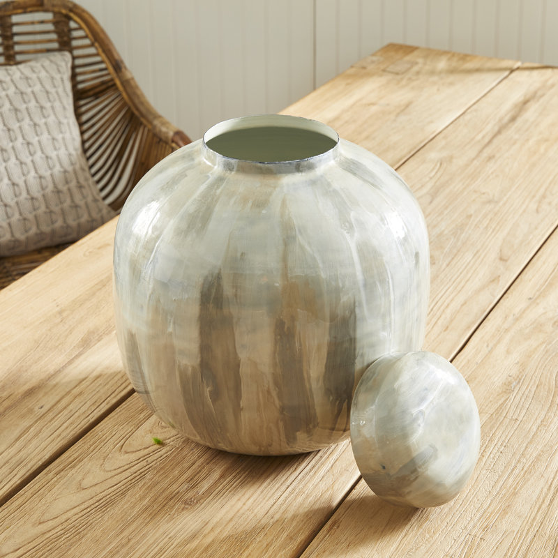 Almeta White Pearl 14" Metal Jar