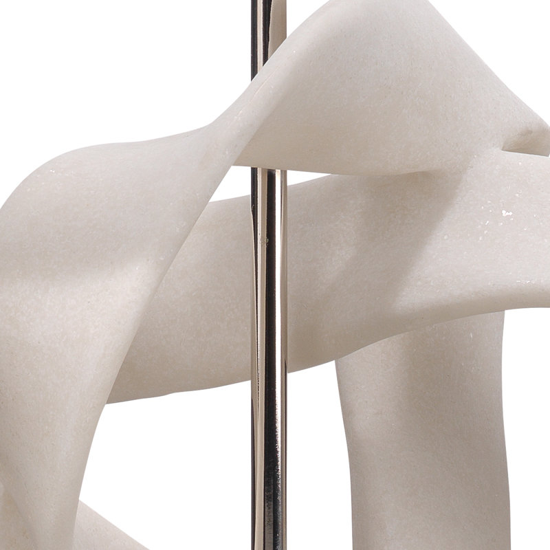 White Polyresin Table Lamp with Linen Shade