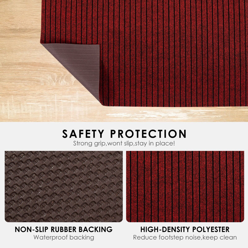 Tapis pour couloir ou cuisine, petit tapis à rayures rouge, Rectangulaire 2 pi x 3 pi