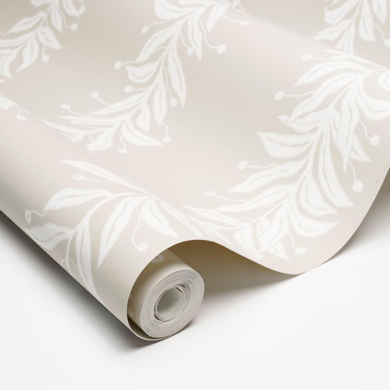 Schumacher x Marian Mcevoy Tendril Stripe Wallpaper, Natural