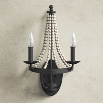 French Country 3-Light Wood Candle Wall Sconce Distressed Carved Design