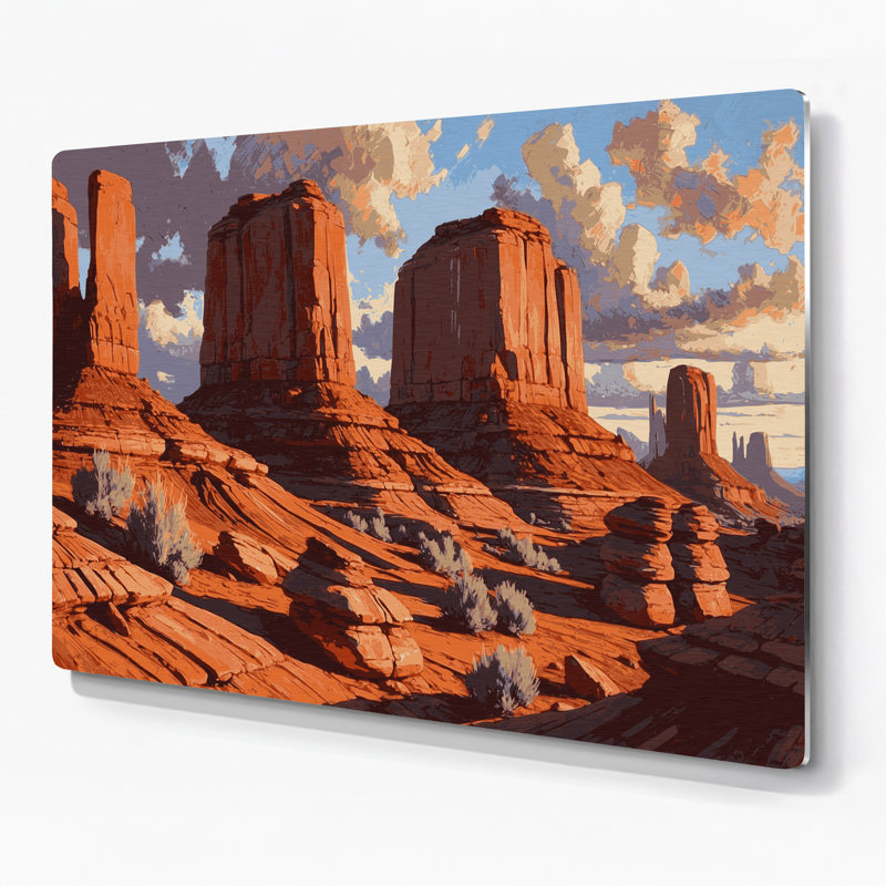 Art mural en métal rose du sud-ouest, paysages rocheux 129, H 240 po x l 288 po x P 0,05 po