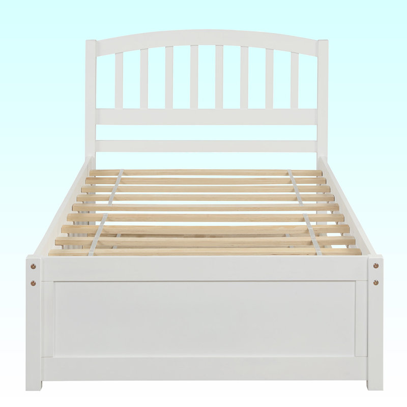Lit plateforme simple en bois massif, Blanc