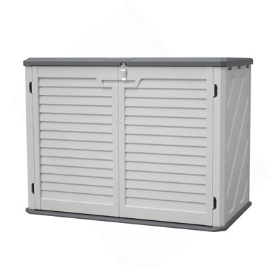 Horizontal Storage Shed Weather Resistance, Large Outdoor Storage Cabinet Lockable, Thick HDEP Plastic Storage Unit for Backyards, Patio, Garden(28 Cu by House On Tree