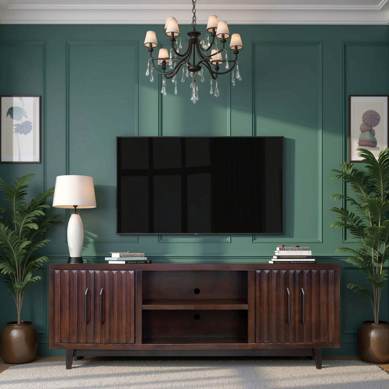 Meuble télé 75 po pour téléviseur de 85 po ou moins, aucun assemblage requis, finition en bois de rose