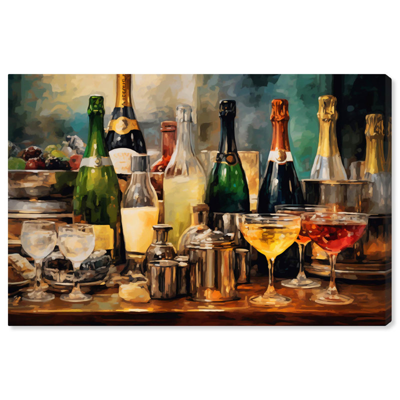 "Classy Drink Collection", art mural Glam Livingroom par Art Remedy, Toile tendue, H 30 po x l 45 po