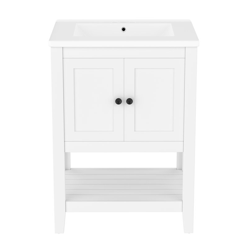 Meuble-lavabo 24 po avec lavabo en céramique, Blanc