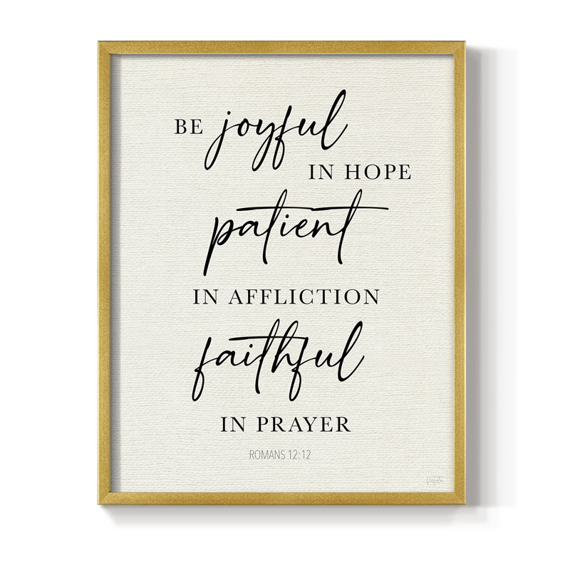 «Be Joyful in Hope», reproduction encadrée - bois massif, H 15 po x l 12 po, Doré