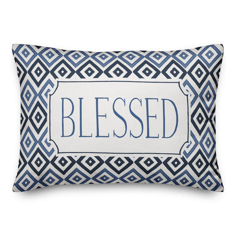 Geometric Outdoor Reversible Throw Pillow, Blue