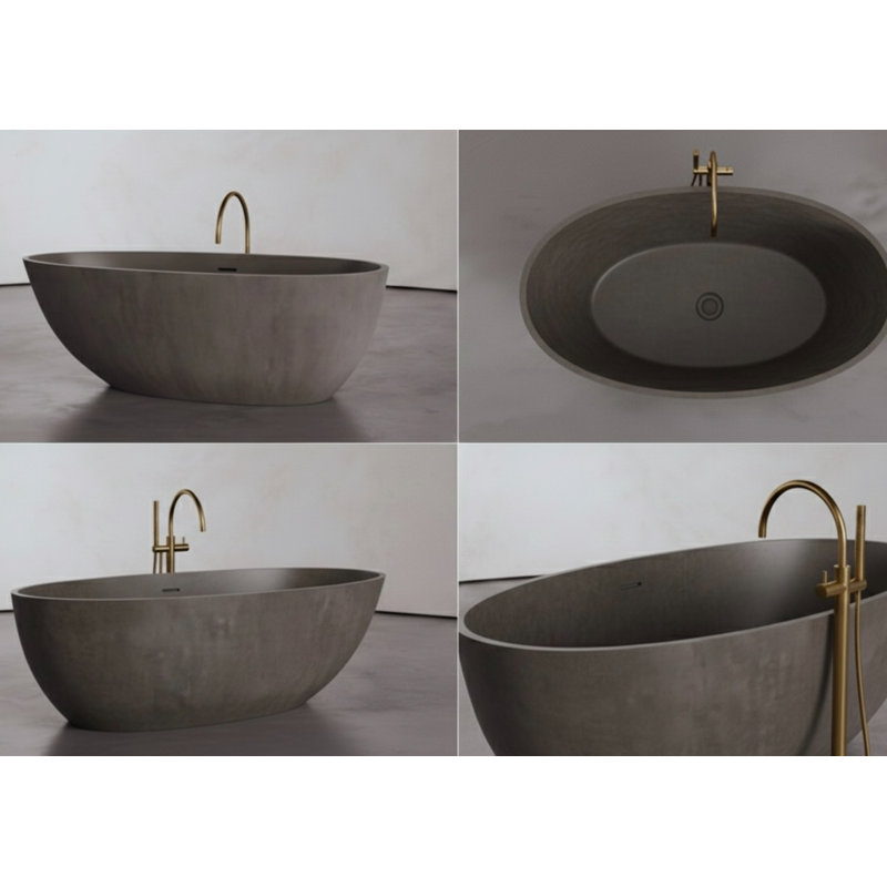 62.8'' L Soaking Bathtub, Gray