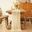Chemin de table 6 pièces beige, chemin de table rustique 10 pi 35 pi x 120 po Boho beige chemin de table pour douche de mariage, décorations de centre de table de fête de naissance
